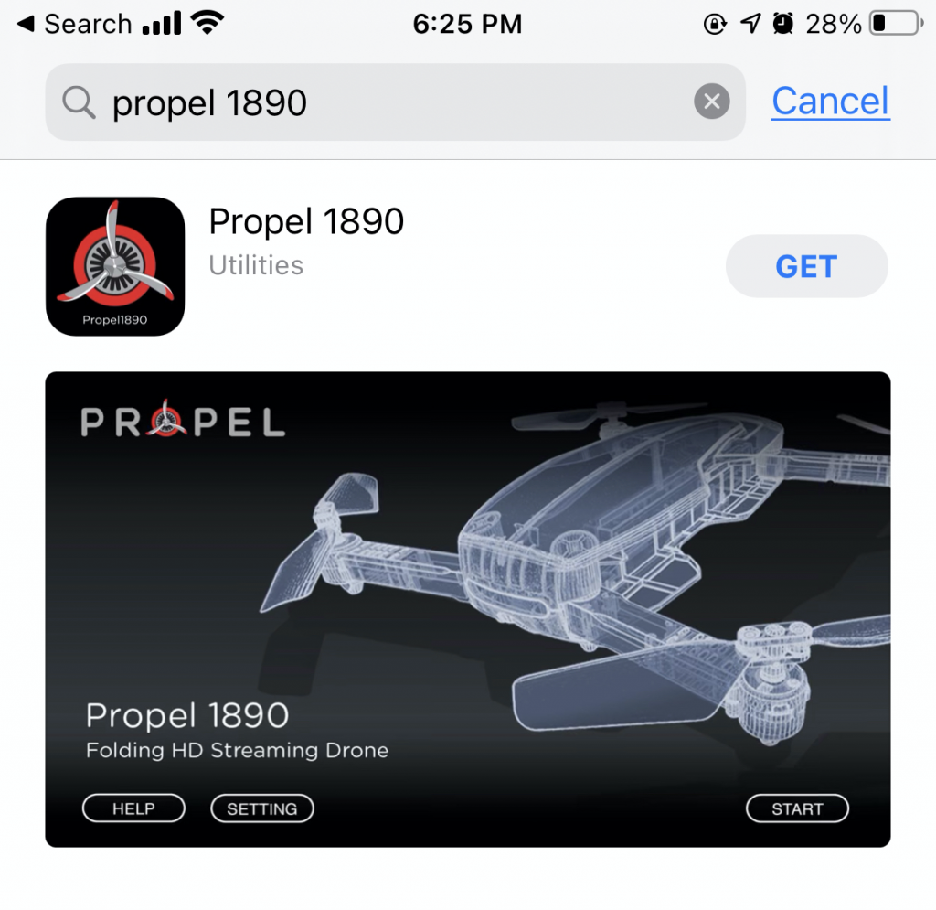 propel snap 2.0 compact folding drone battery